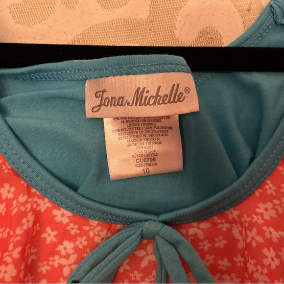 Jona Michelle Coral and Blue Floral Dress - Picture 2 of 3